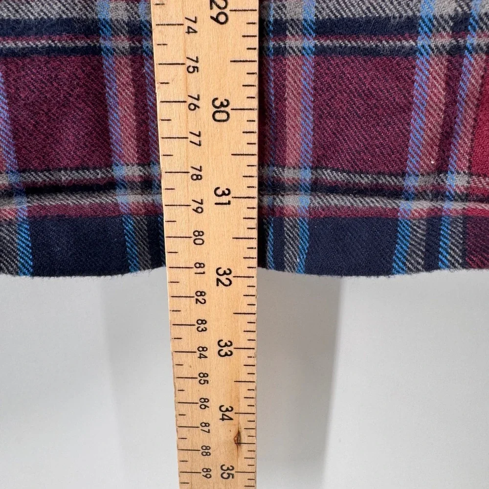 L.L. Bean Shirt Jacket Mens M Burgundy Plaid Fleece Lined Traditional Fit 298189